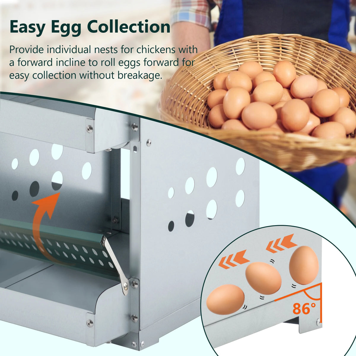 Gihauvia Galvanized Steel Roll Away Chicken Nesting Box For Coops