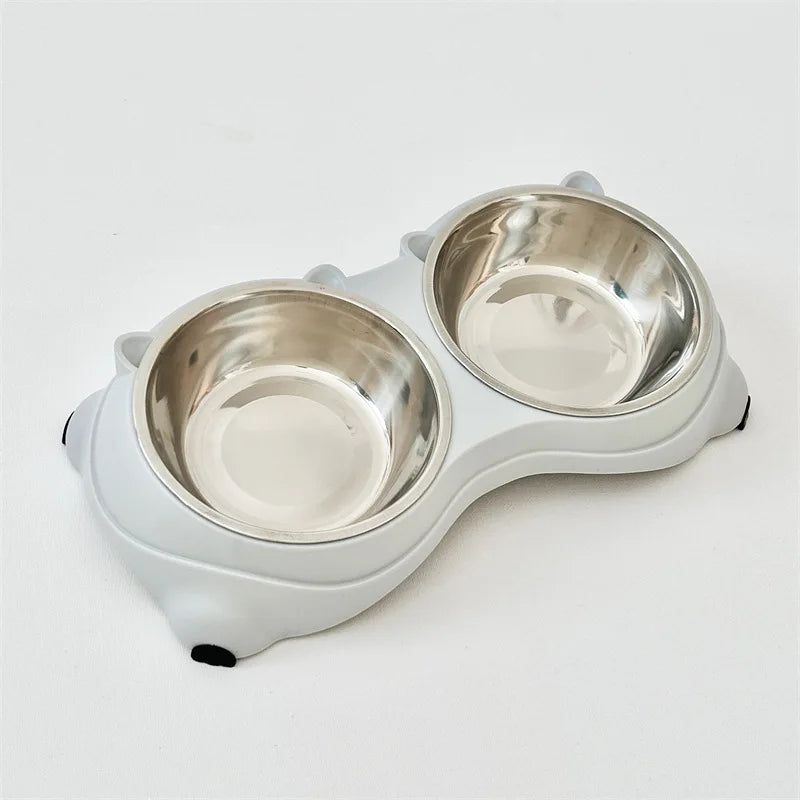 Stainless Steel Double Pet Feeding Bowl for Cats and Dogs