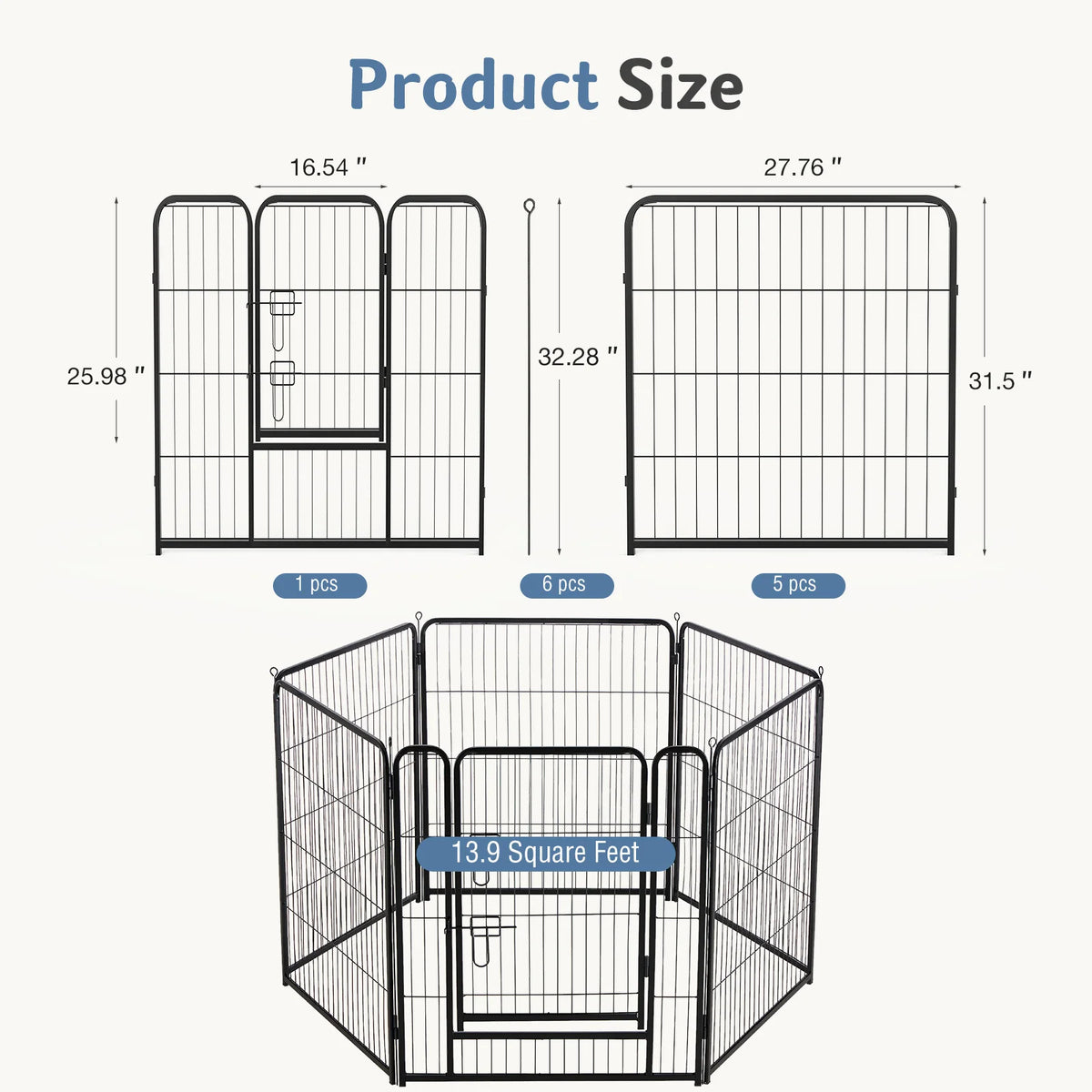JHK Foldable Metal Dog Playpen For Indoor Outdoor Pet Exercise