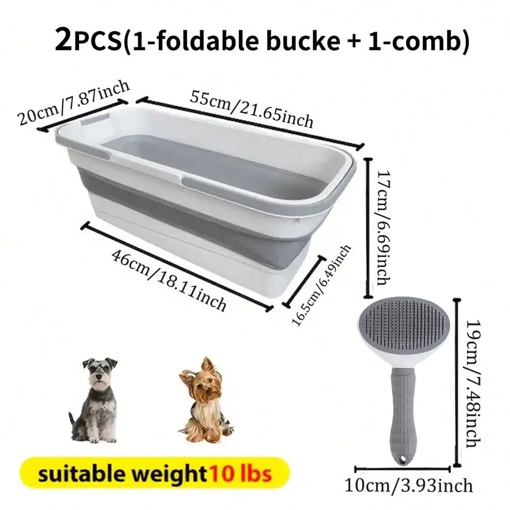 Portable Collapsible Dog Bathing Tub With Drain Plug And Handle