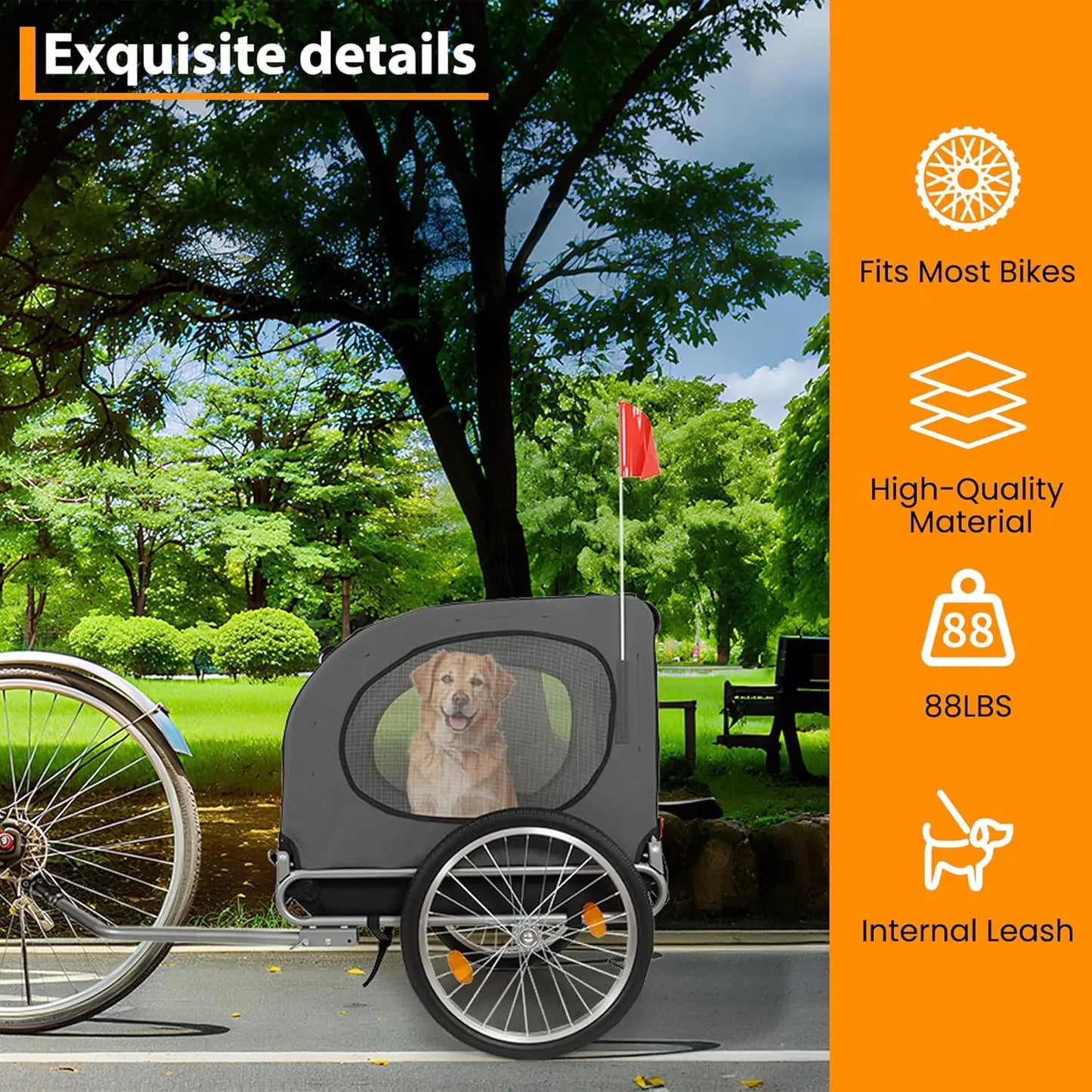 HiMISS Dog Bike Trailer And Jogging Stroller With Waterproof Canopy