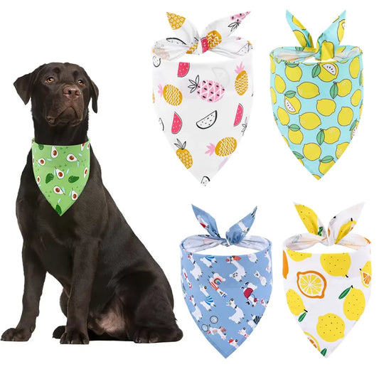Soft Washable Fruit Floral Cloth Dog Bandana And Scarf