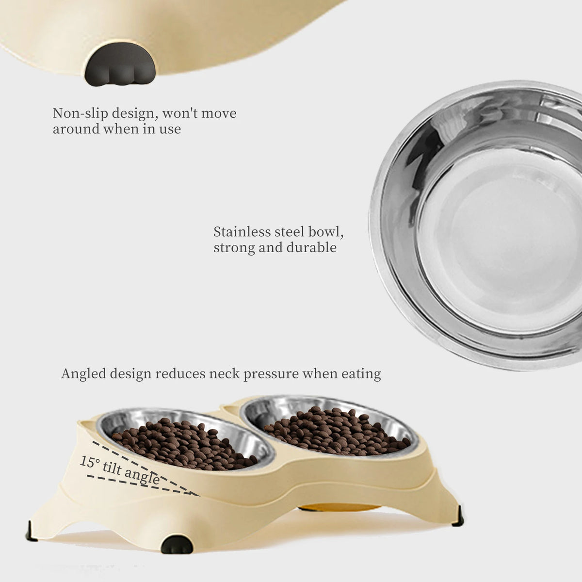 Stainless Steel Double Pet Feeding Bowl for Cats and Dogs