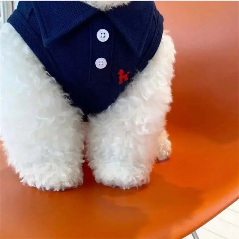 Pet Polo And Embroidered Vest Set For Dogs And Cats