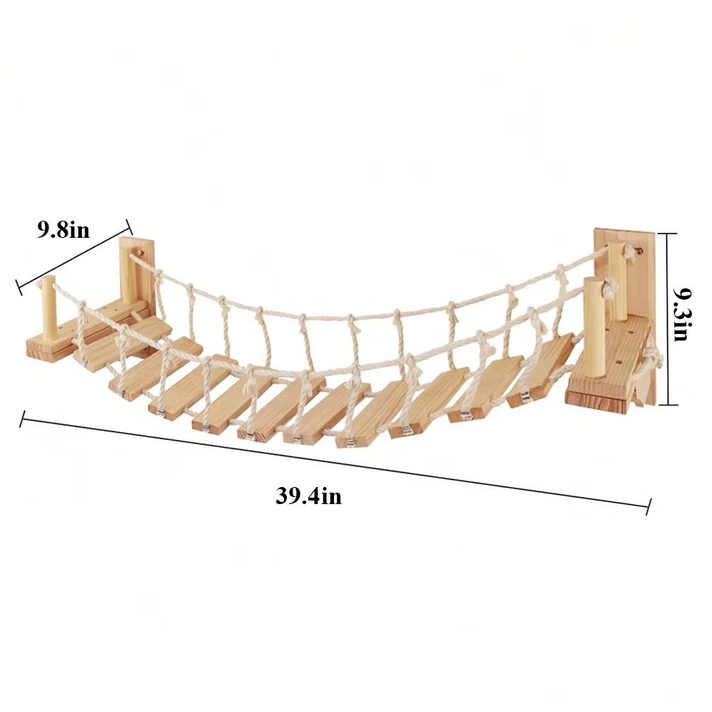 Wall Mounted Cat Rope Bridge With Sisal And Solid Wood