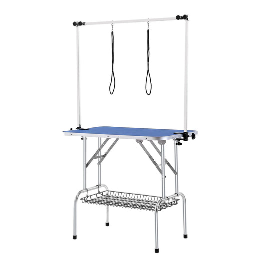 SucceBuy Foldable Dog Grooming Table With Dual Arms And Clamp