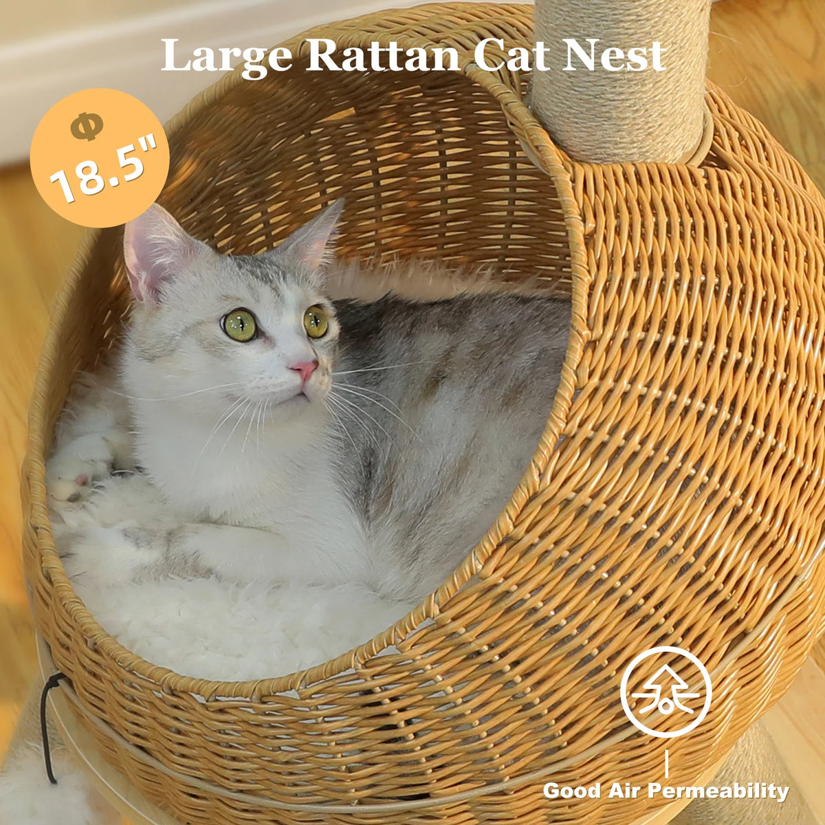 PAWZ Road Rattan Cat Tree Tower With Sisal Scratching Post