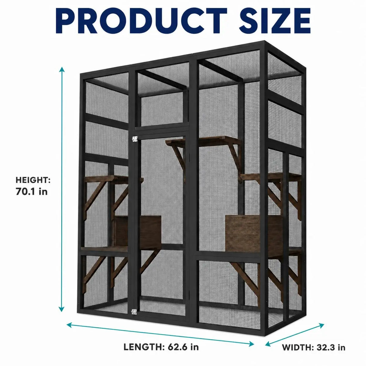 Himiss 70 Inch Outdoor Catio Wooden Cat Enclosure With Roof