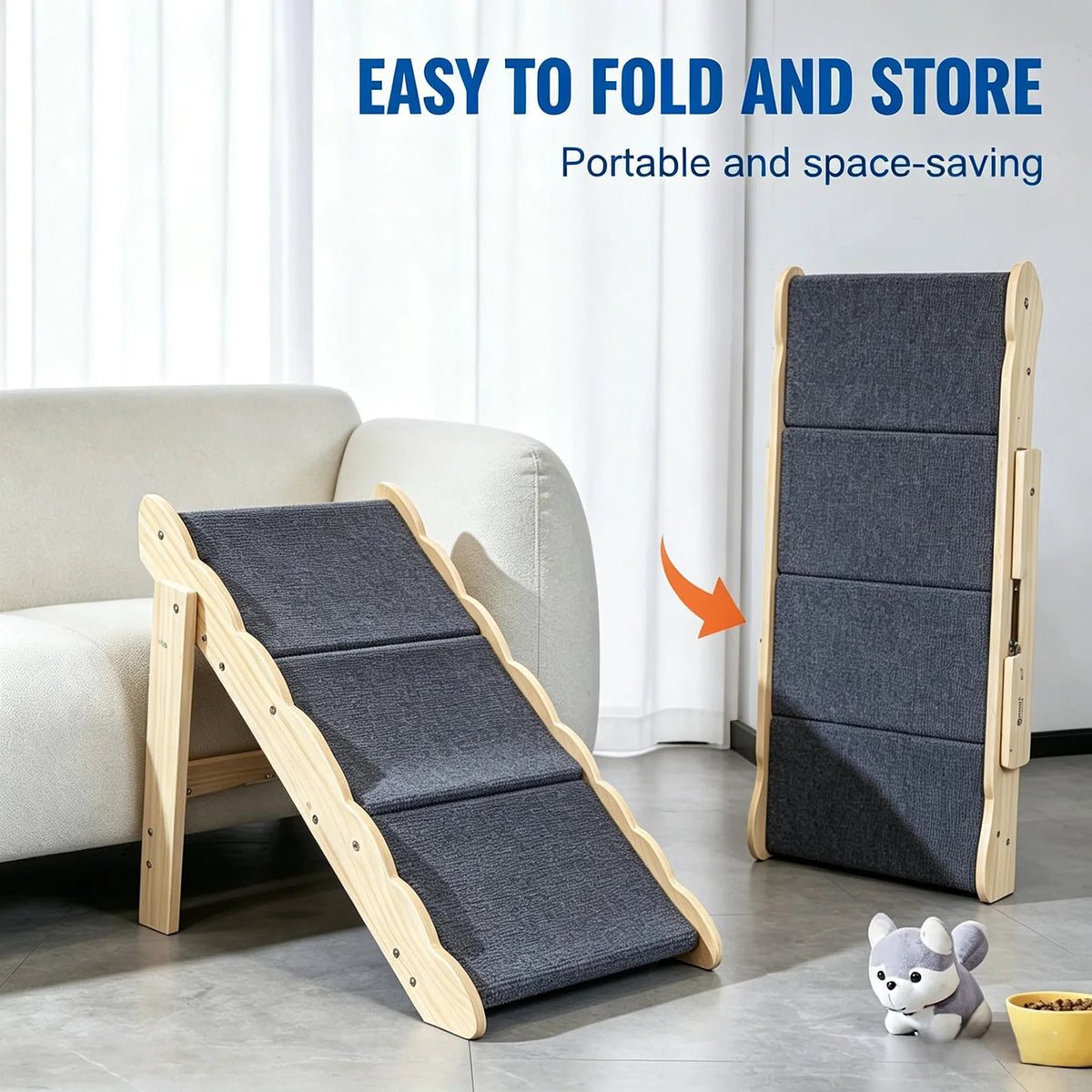 DishyKooker Wooden Pet Stairs And Folding Dog Safety Ramp