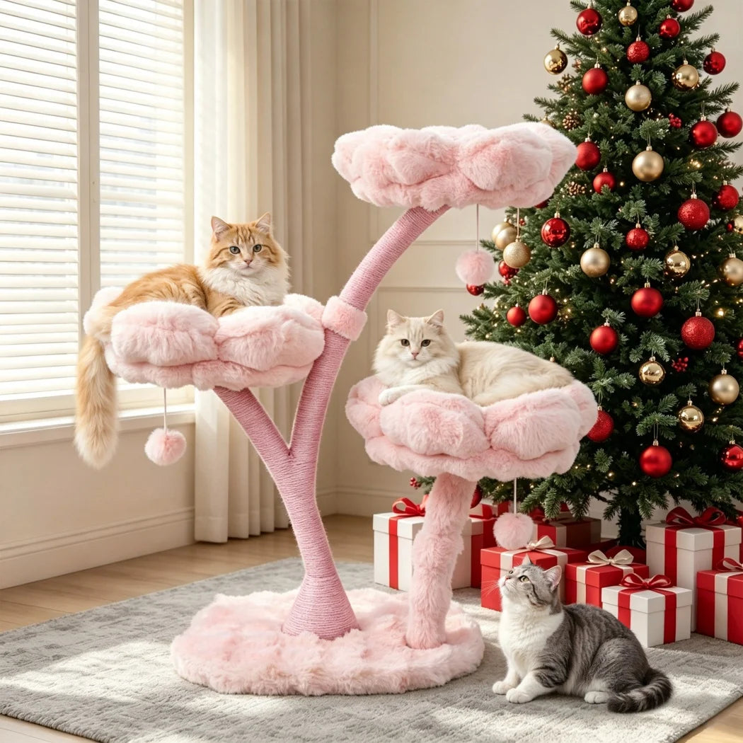 BORWART Four Tier Cat Tree Tower With Scratching Post And Bed