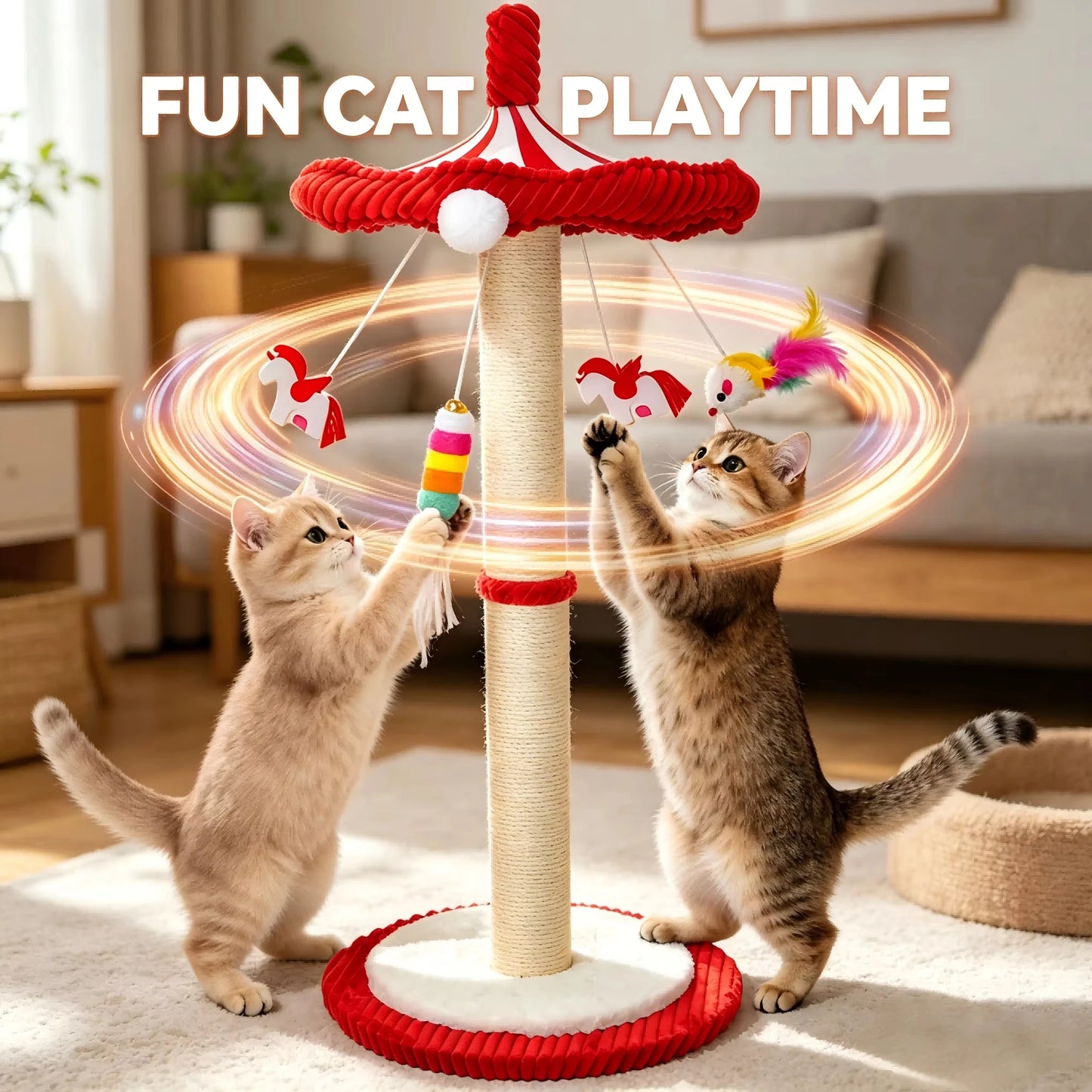CWV Interactive Cat Tree Tower Featuring Rotating Feather Teaser