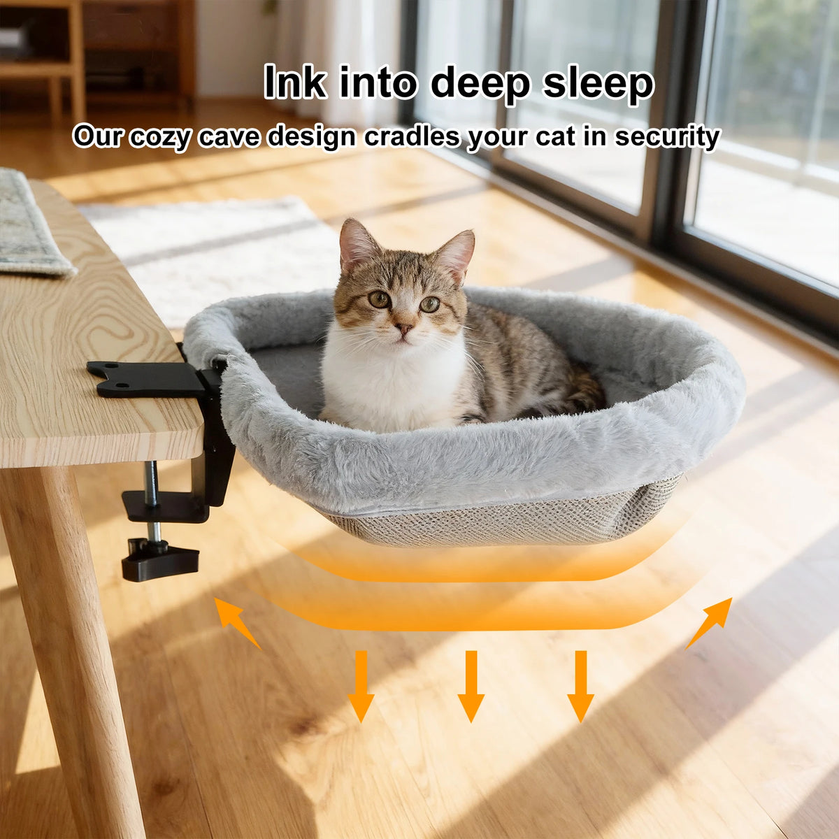 CWV Foldable Cat Desk Bed Hammock With Secure Mount
