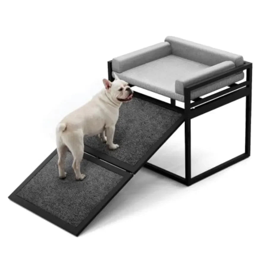 Reinforced Non Slip Dog Ramp For Beds With Washable Cushion