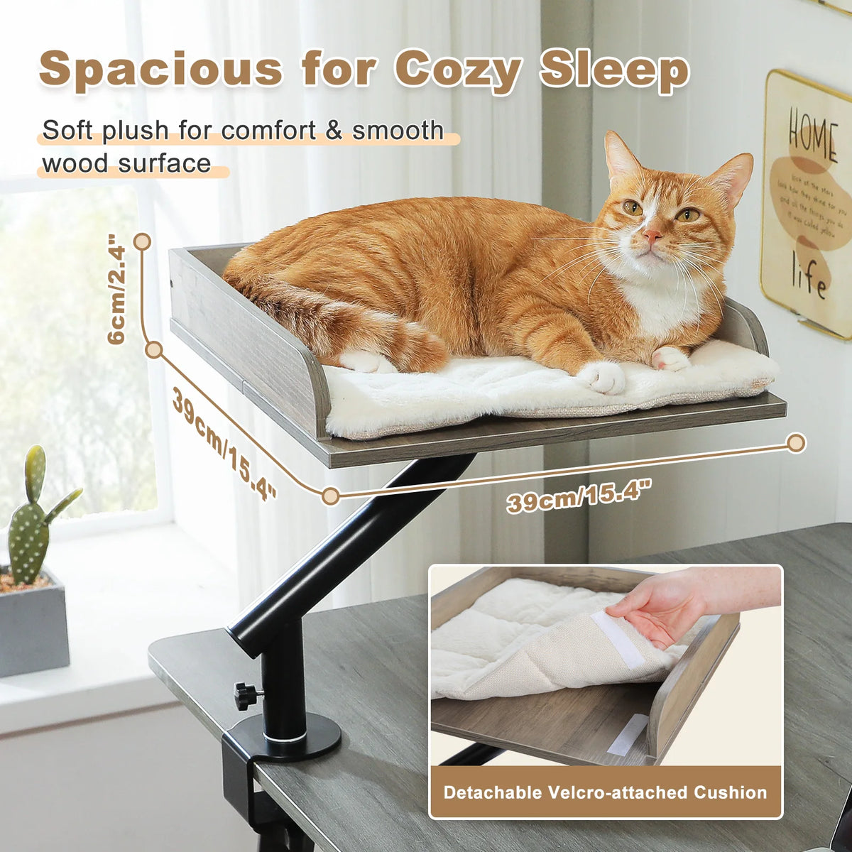 Pawz Road Adjustable Rotating Cat Desk Bed Plush Hammock Stand