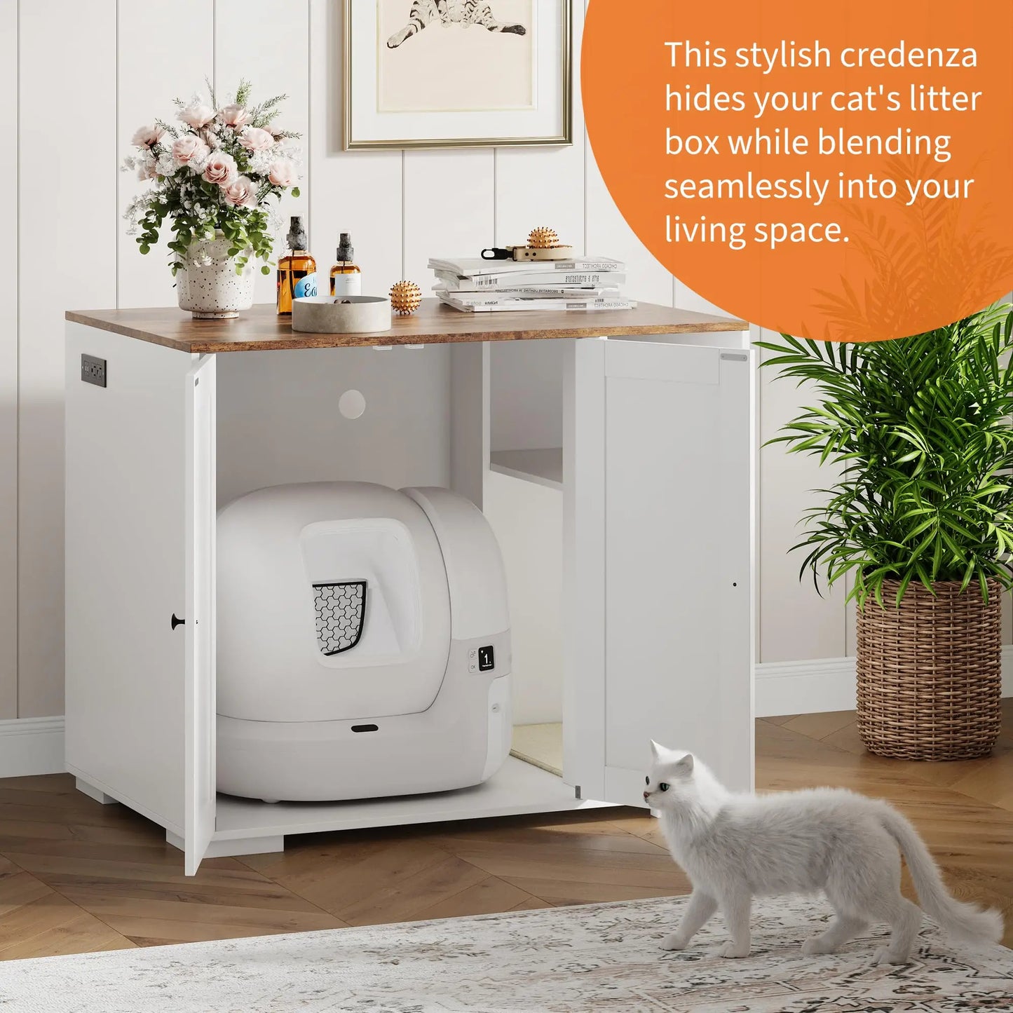 HiMISS Cat Litter Enclosure Litter Robot 3/4 Power Outlet