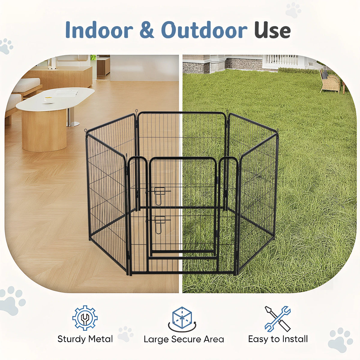 JHK Foldable Metal Dog Playpen For Indoor Outdoor Pet Exercise