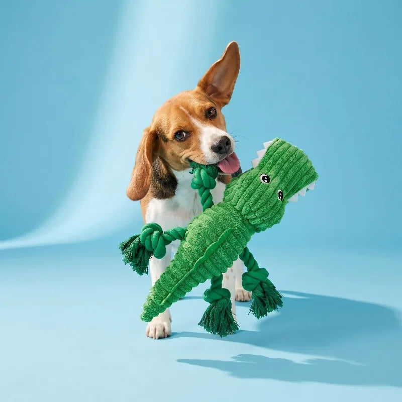 Alligator Plush Dog Toy With Squeaker For Chewing And Play