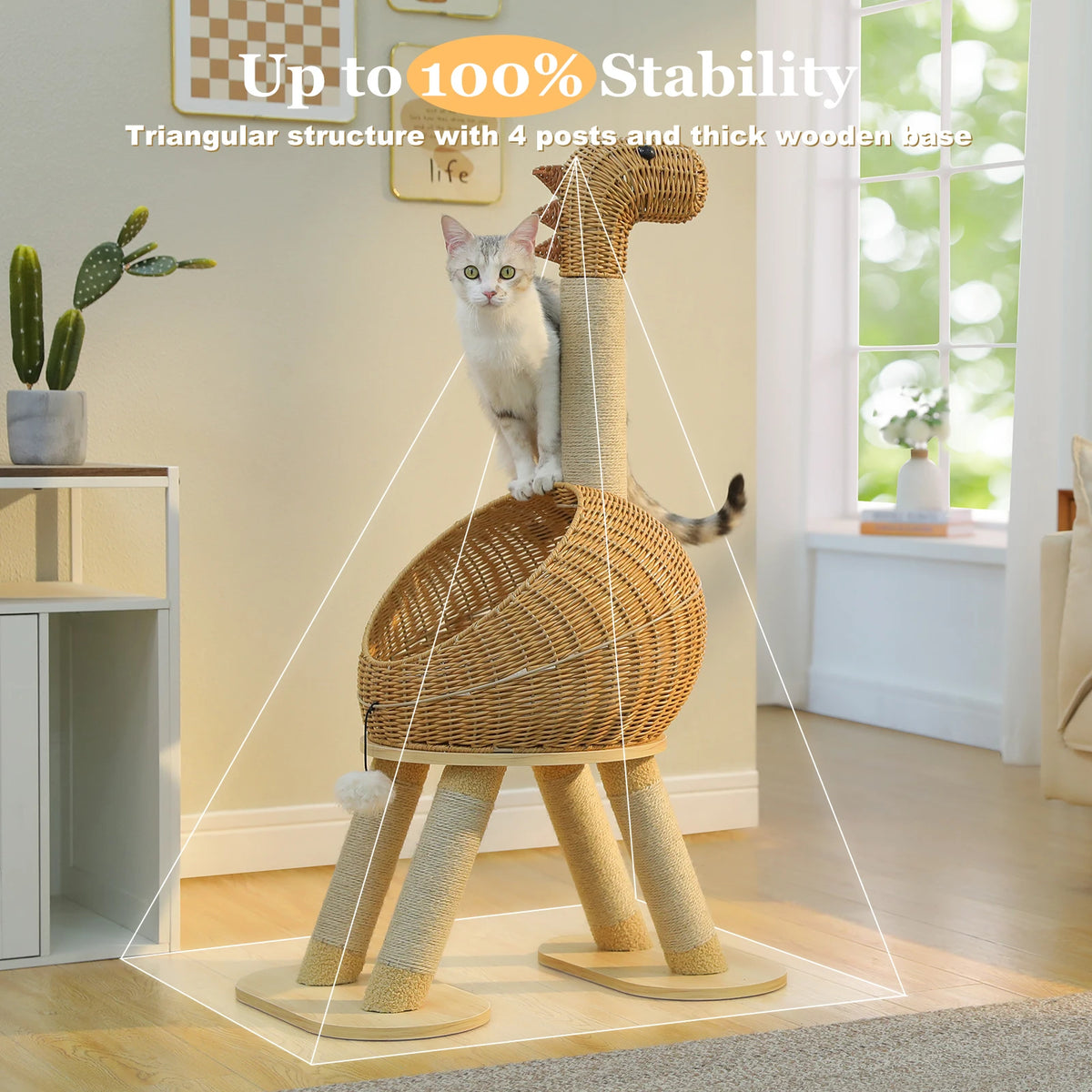 PAWZ Road Rattan Cat Tree Tower With Sisal Scratching Post