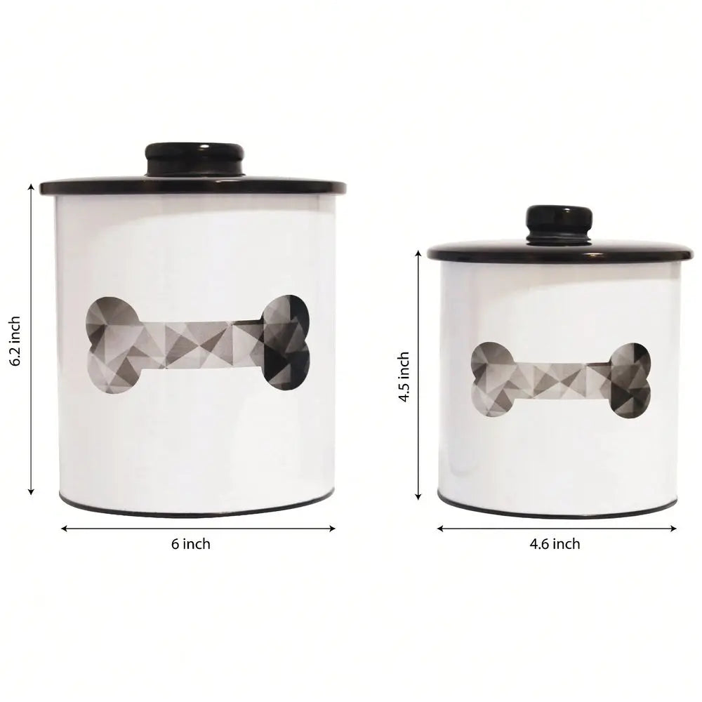 Round Tin Dog Treat Storage Jar With Secure Lid