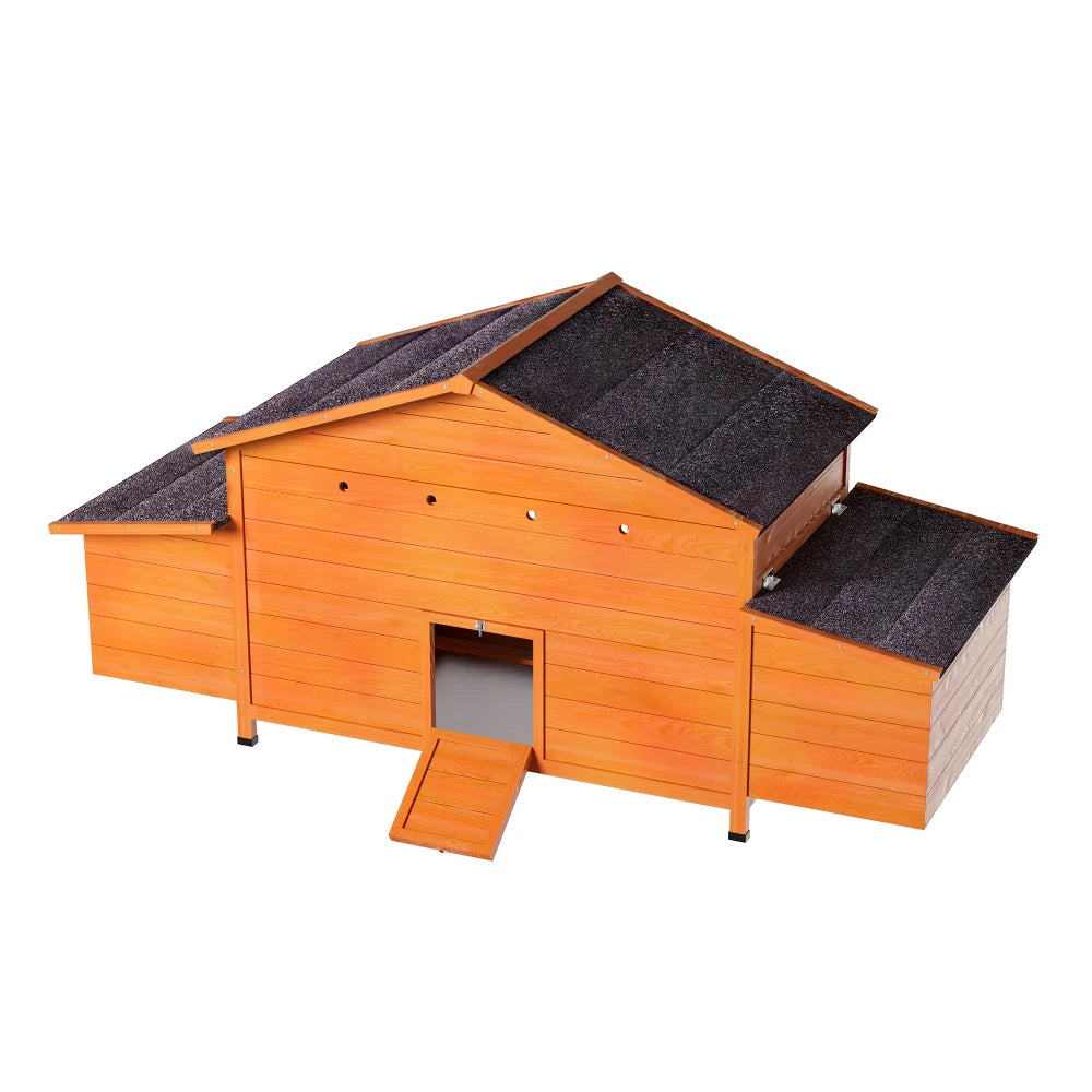 Outdoor Wooden Chicken Coop With Dual Nesting Boxes And Secure Door