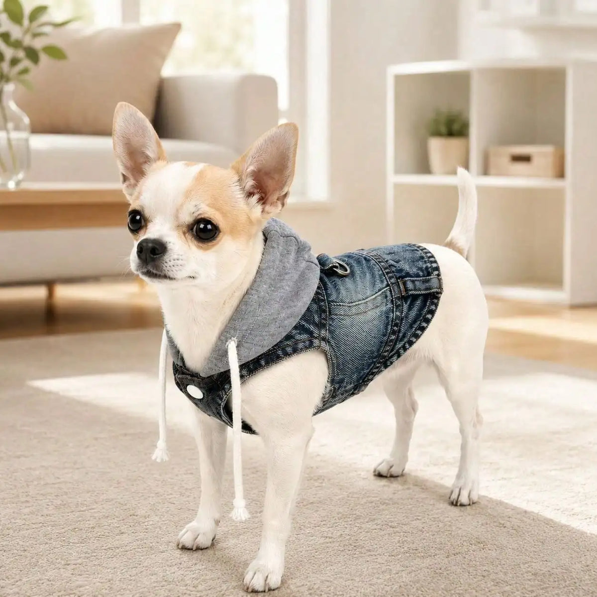 Pet Denim Hoodie Vest For Dogs And Cats Outdoor Apparel