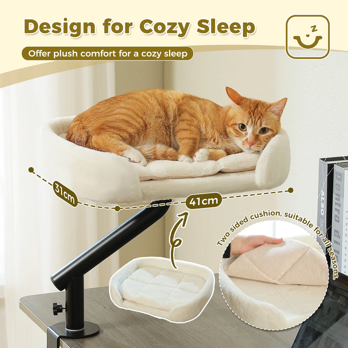 Pawz Road Adjustable Rotating Cat Desk Bed Plush Hammock Stand