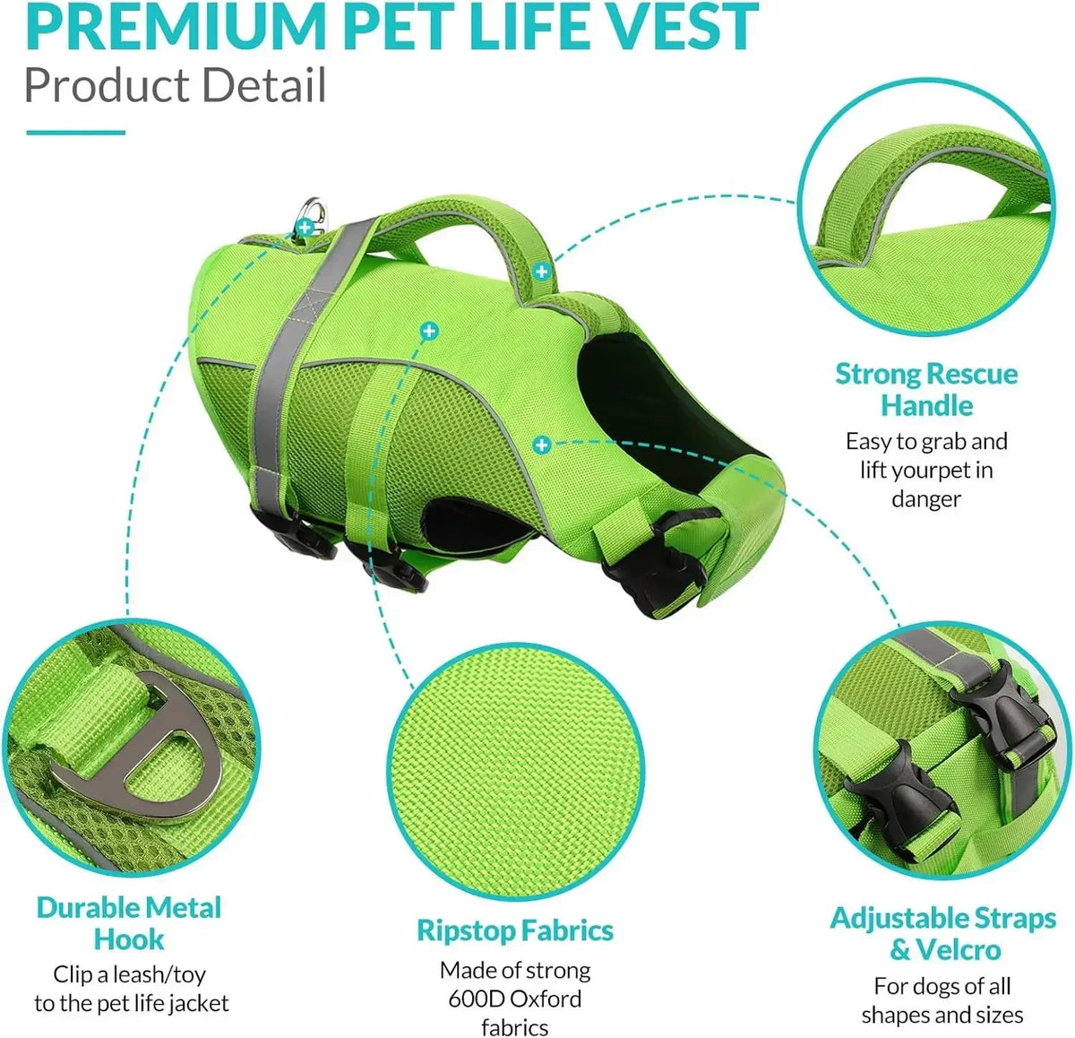 Bxx Professional Mesh Dog Life Jacket Ergonomic Rescue Handle Design