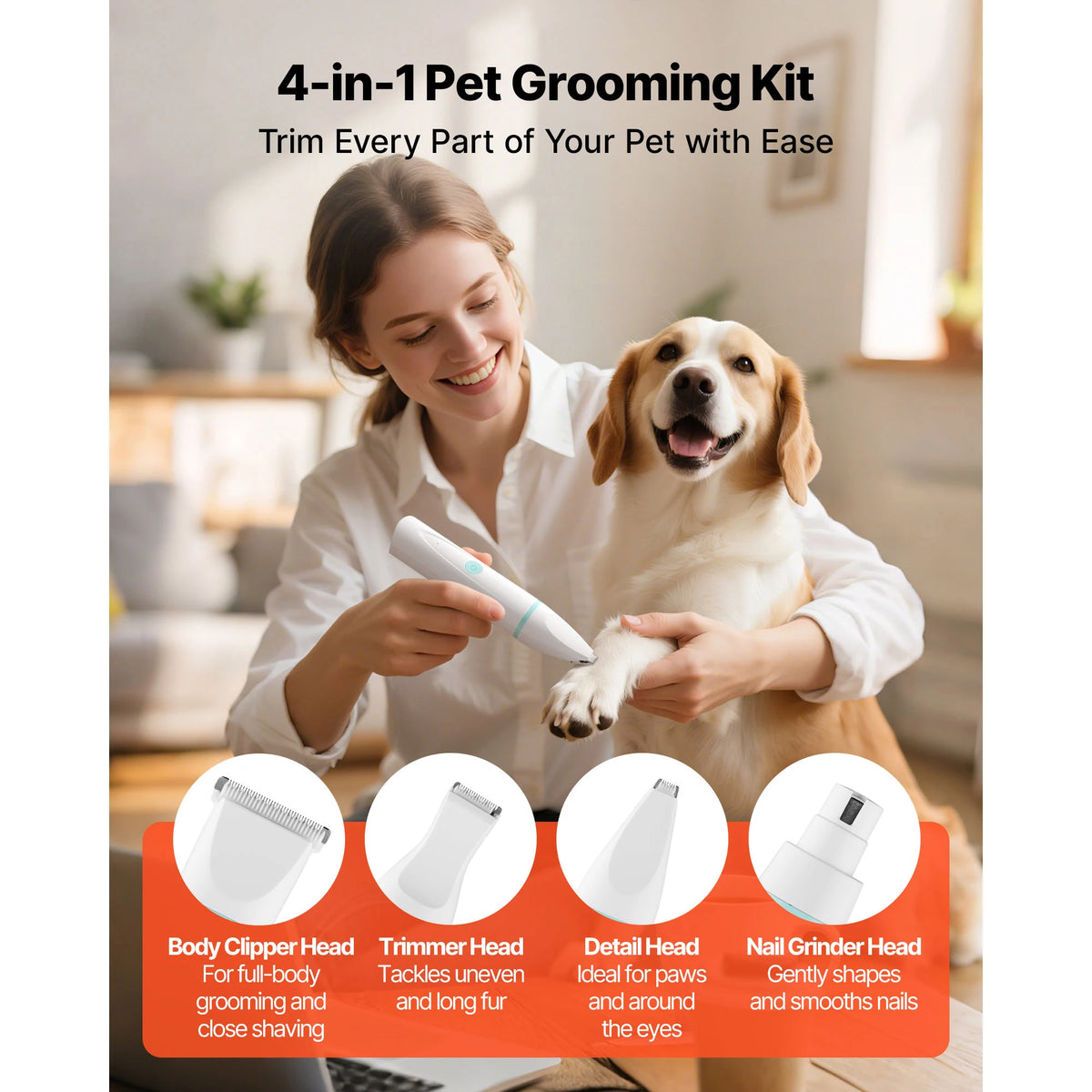 Cordless Dog Clippers Low Noise Pet Grooming With Rechargeable Battery