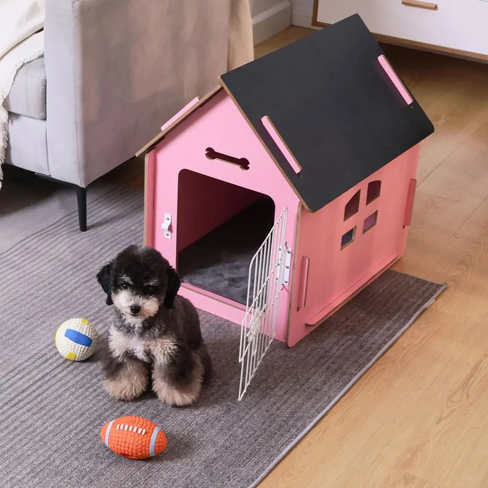Cozy Wooden Indoor Pet House With Ventilation And Elevated Base