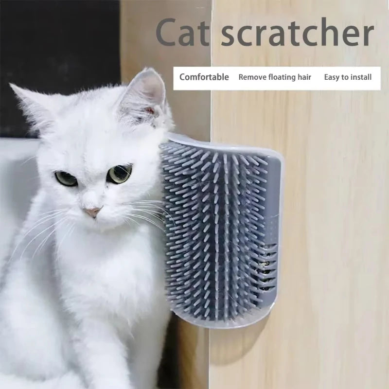 Corner Cat Scratcher And Massage Grooming Comb With Catnip
