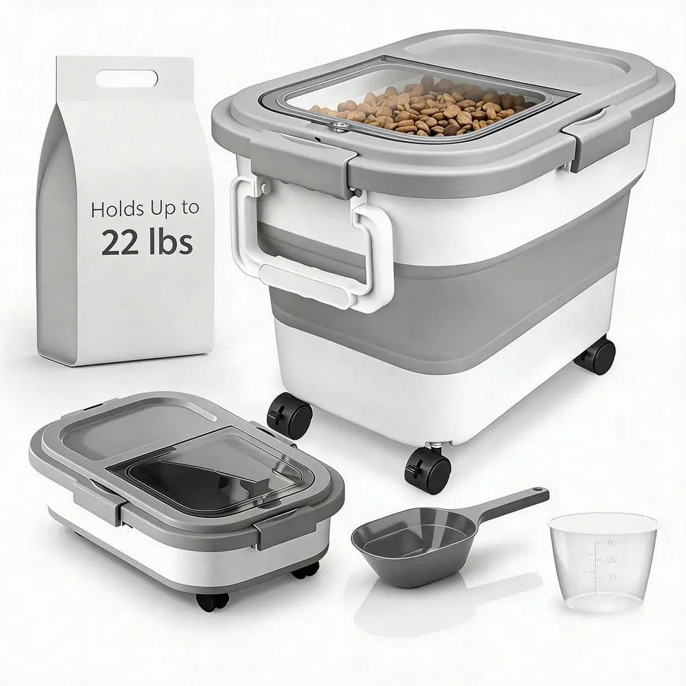 Collapsible Airtight Wooden Dog Food Storage Container