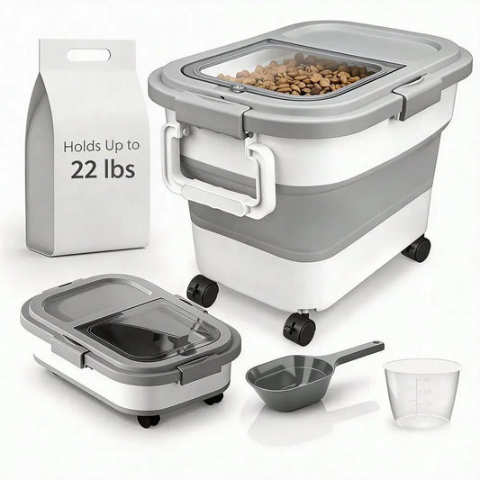 Collapsible Airtight Wooden Dog Food Storage Container