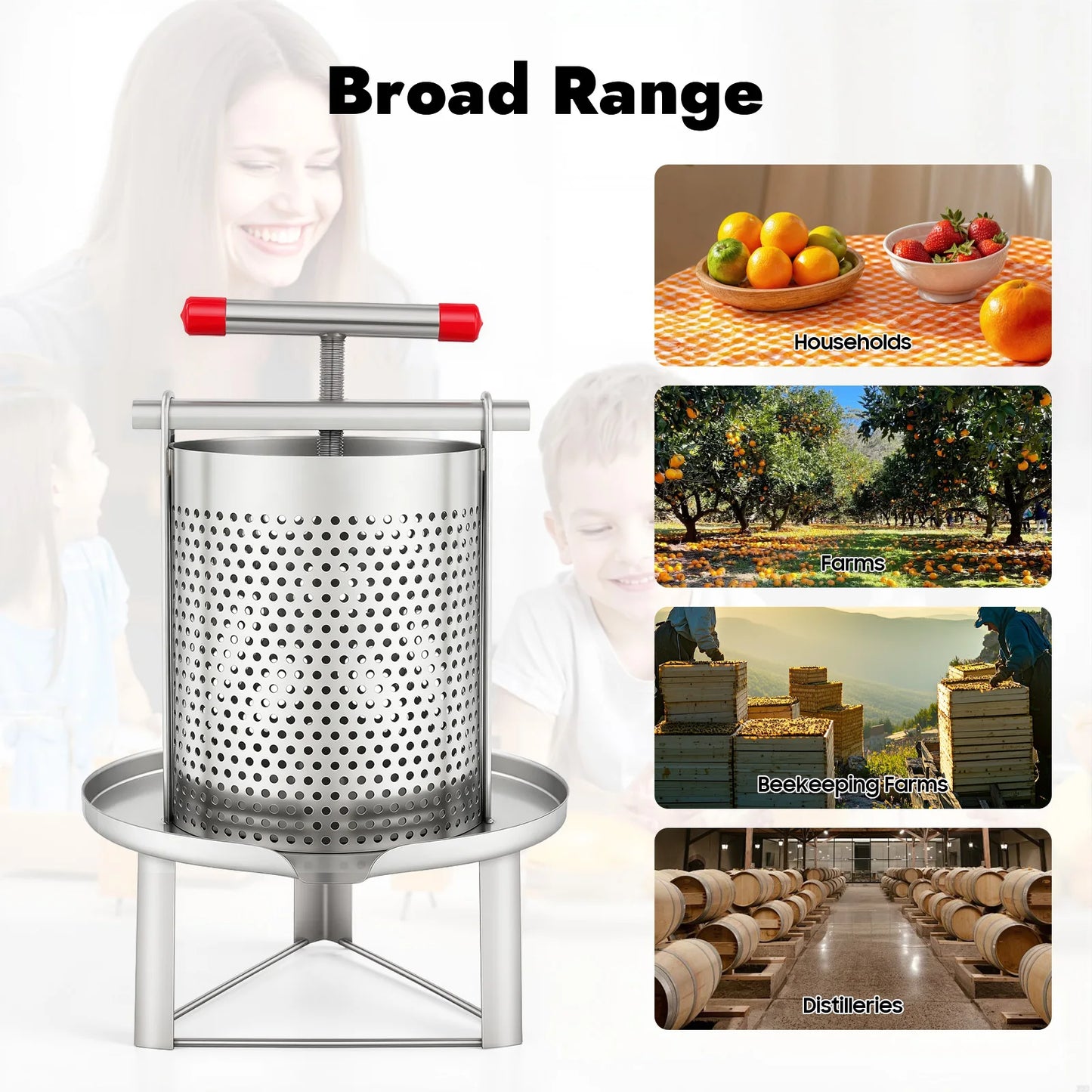 Manual Stainless Steel Honey Presser With Nylon Beekeeping Filter