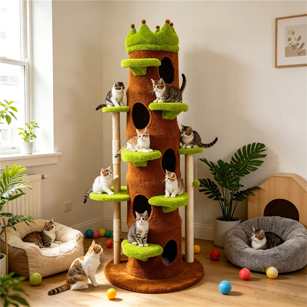 Borwort Premium Cat Tree Tower With Sisal Scratching Post Condo