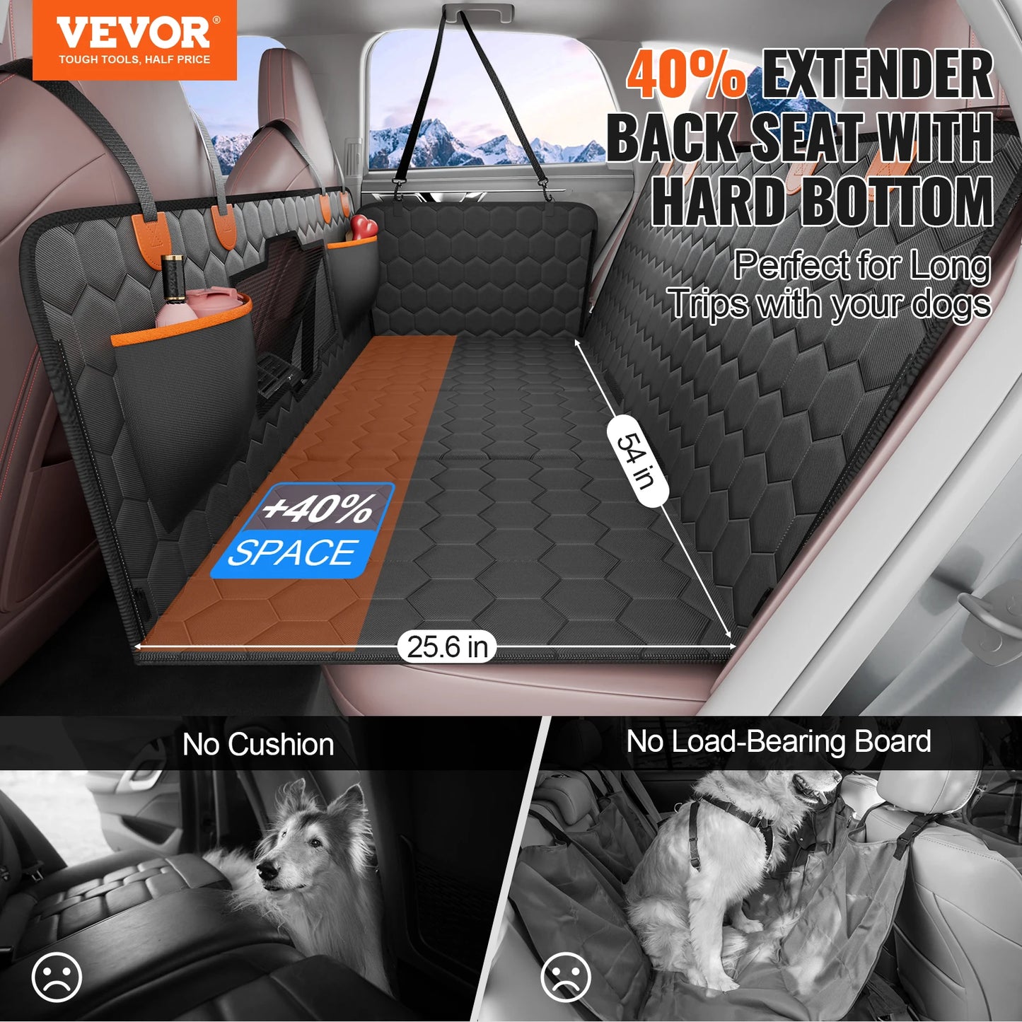SucceBuy Premium Back Seat Extender Dog Hammock With Breathable Mesh