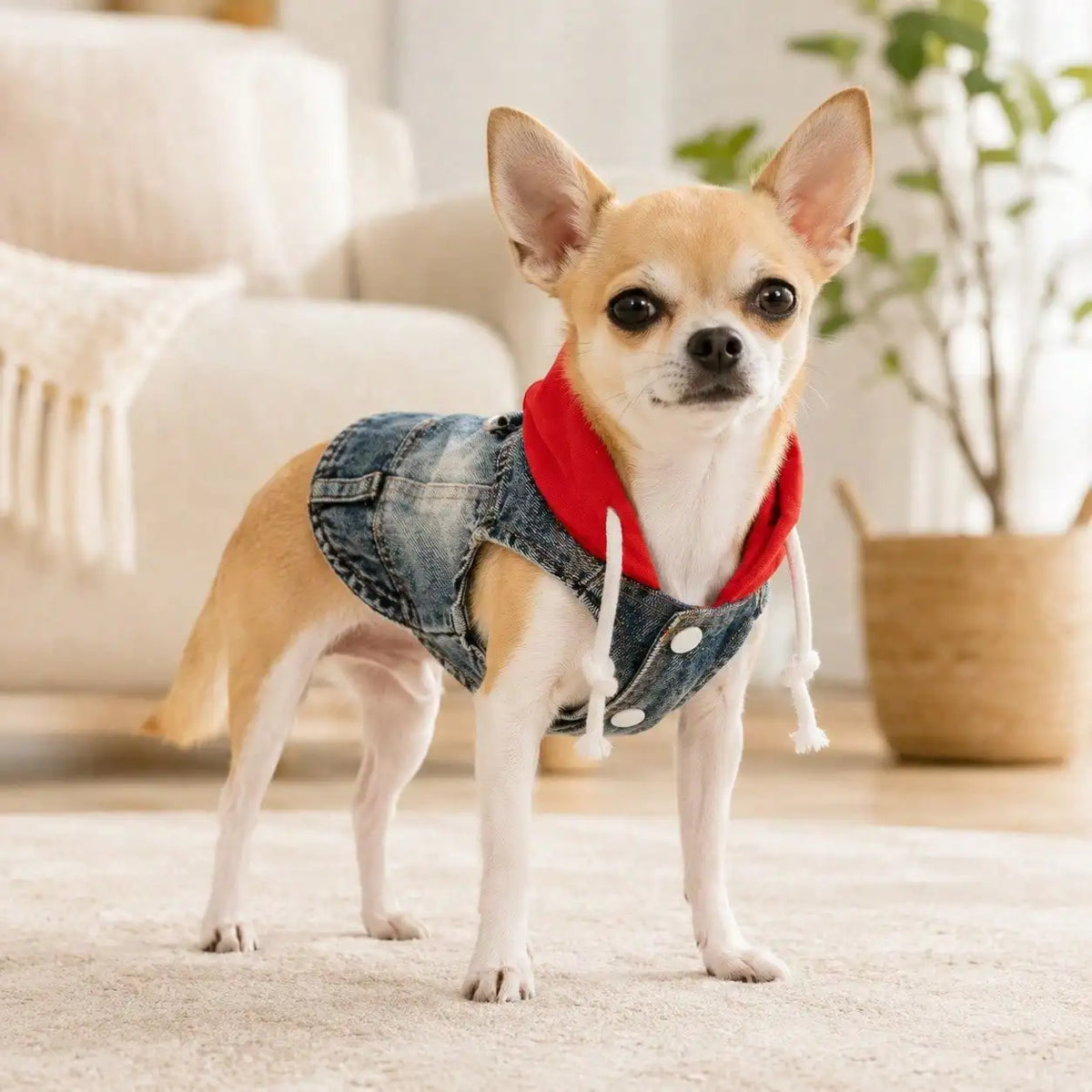 Pet Denim Hoodie Vest For Dogs And Cats Outdoor Apparel