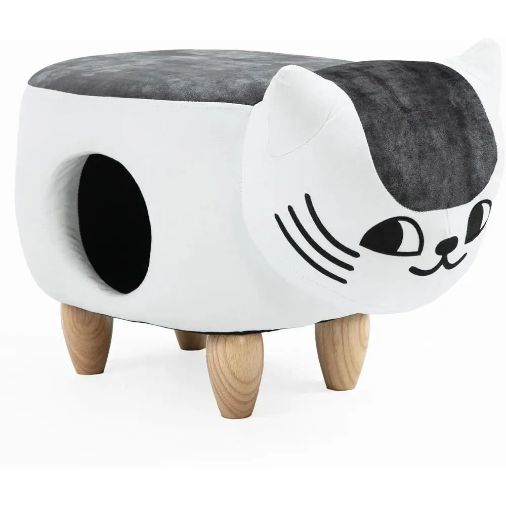 Cat Shaped Storage Ottoman Pet House for Cats and Dogs