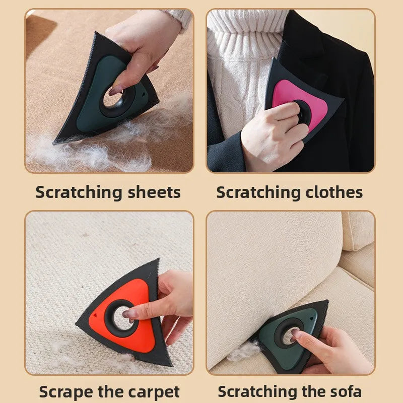 Reusable TPR Triangle Pet Hair Remover Scraper For Car Upholstery