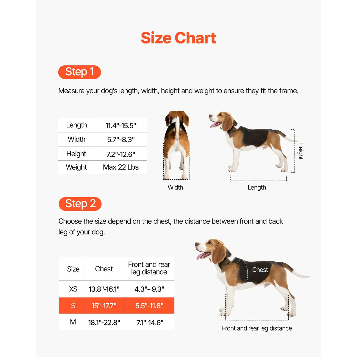 Adjustable Dog Wheelchair For Hind Legs With Shock Absorbing Wheels