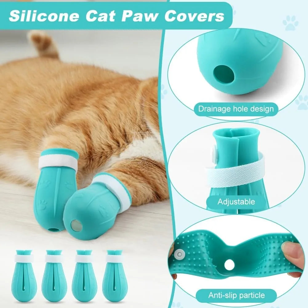Cat Bubble Muzzle Anti Licking Grooming Helmet Plus Paw Shoes