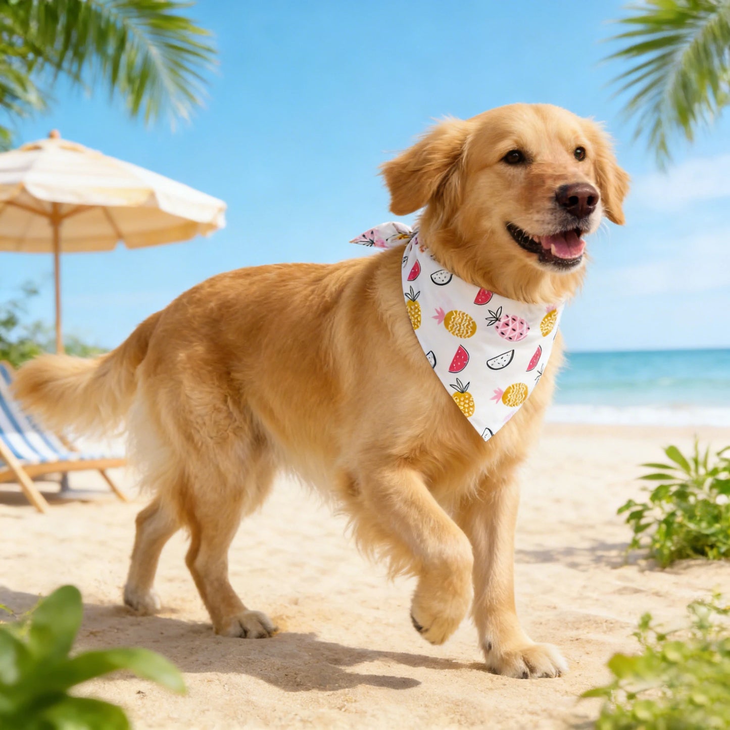Soft Washable Fruit Floral Cloth Dog Bandana And Scarf