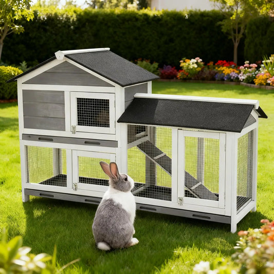 DishyKooker Wooden Two Tier Bunny Hutch Secure Housing