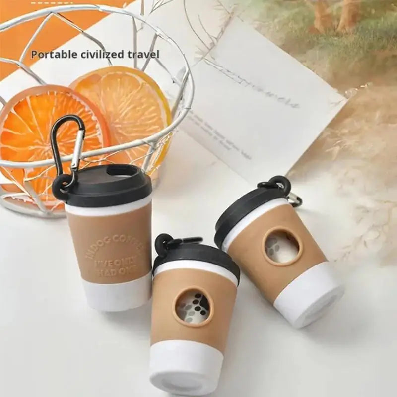 Portable Dog Poop Bag Dispenser Coffee Cup Waste Storage Box