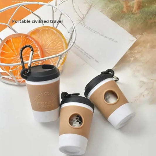 Portable Dog Poop Bag Dispenser Coffee Cup Waste Storage Box