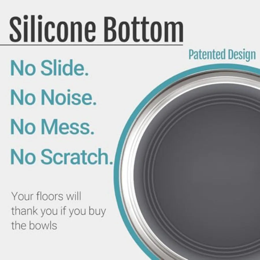 Nonslip Stainless Steel Dog Cat Bowls Silicone Bottom Stackable Design