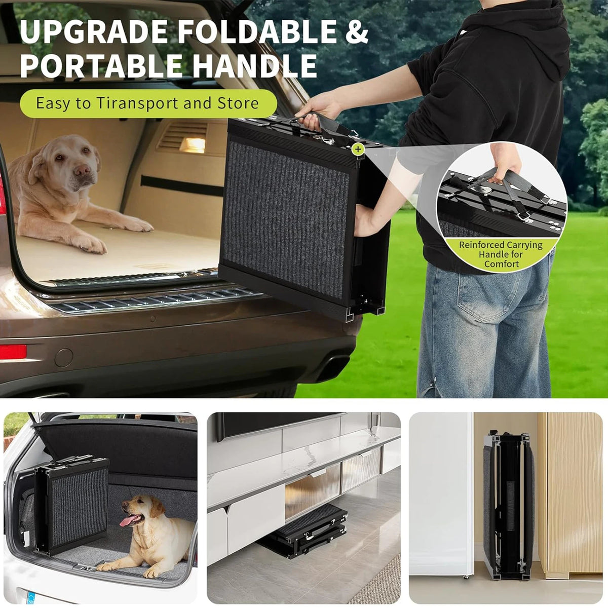 HiMiss Folding Dog Car Ramp With Non Slip Safety Surface