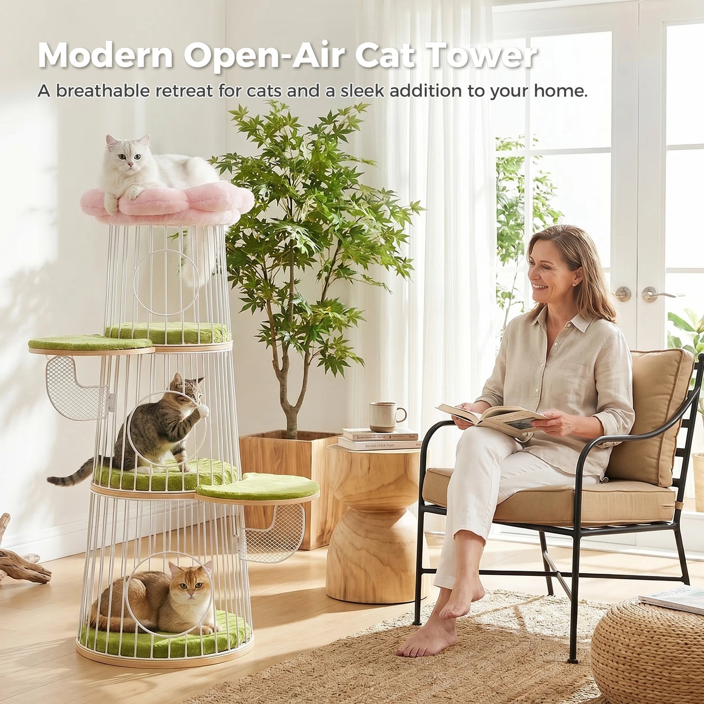 PAWZ Road Multilevel Cat Tree With Flower Perch And Condos