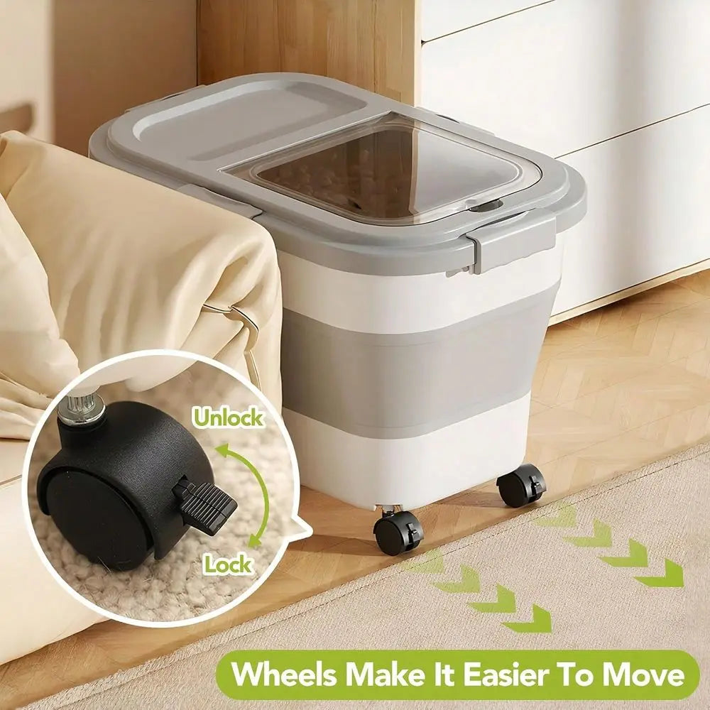 Collapsible Airtight Wooden Dog Food Storage Container