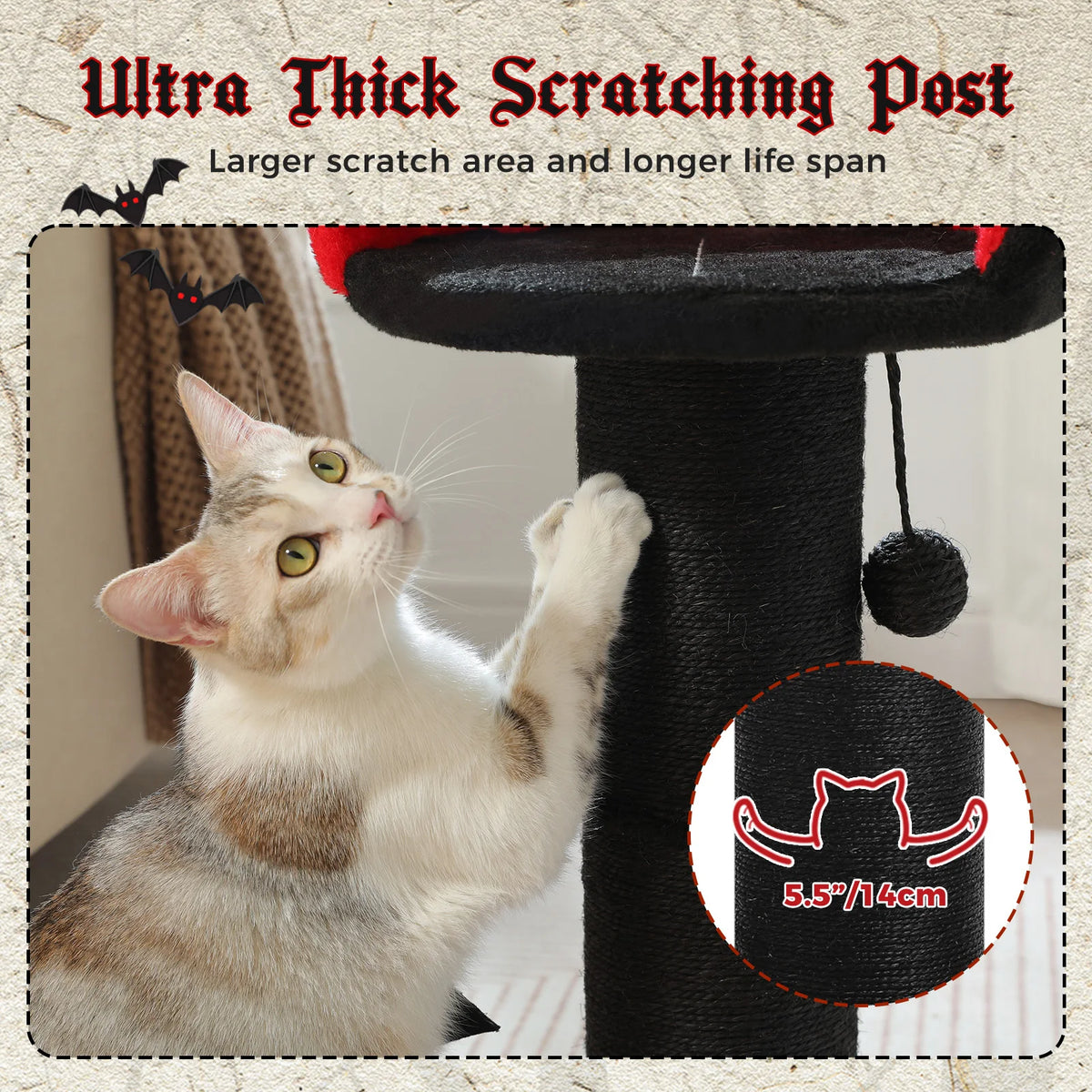 Pawz Road Gothic Cat Tree With Removable Bed And Ball