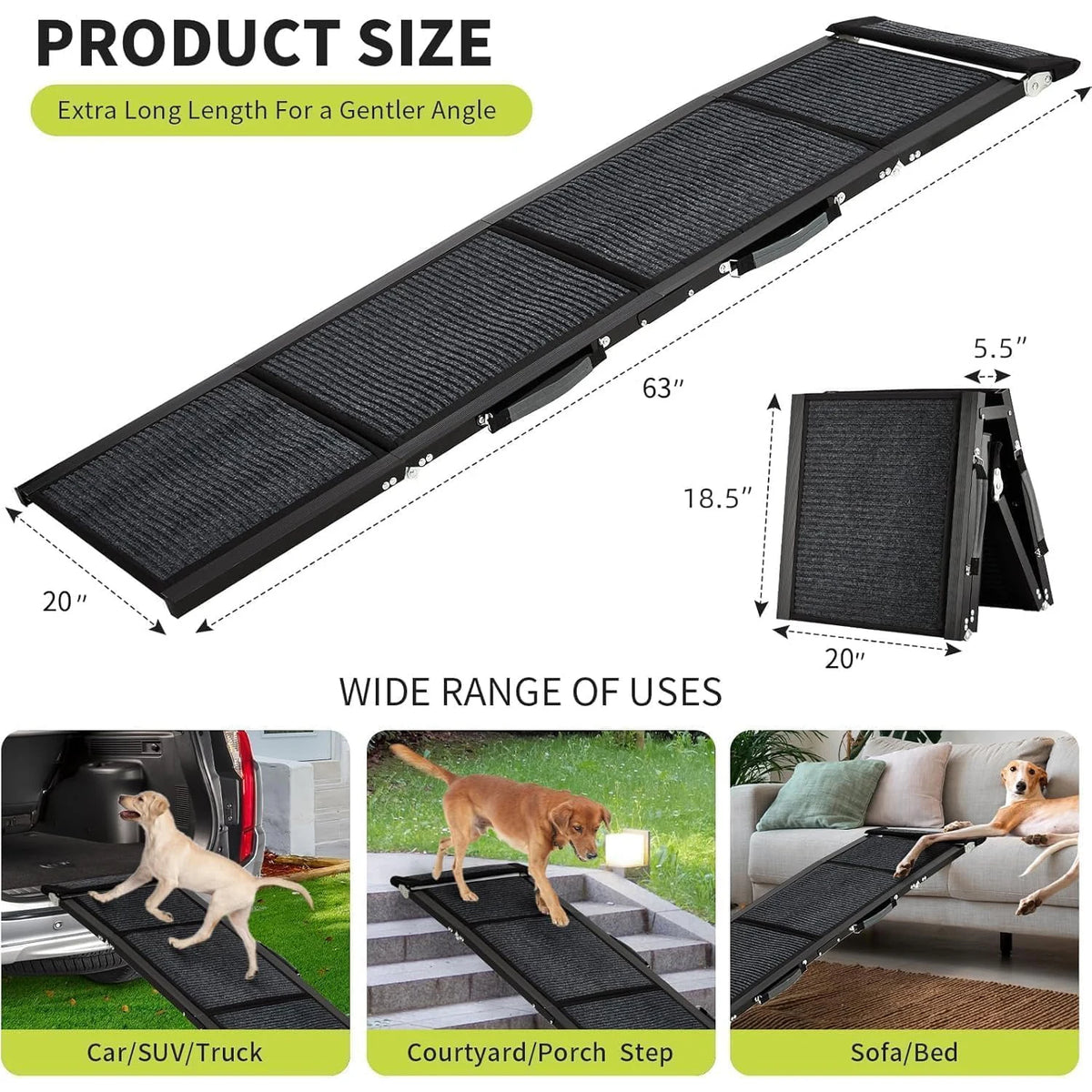 HiMiss Folding Dog Car Ramp With Non Slip Safety Surface
